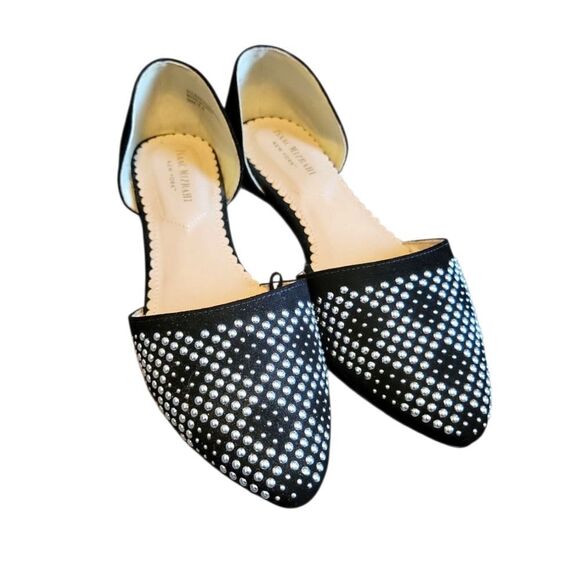 Isaac Mizrahi D'Orsay Black Suede Studded Pointed Toe Loafer Ballet Flats 7.5 - Picture 4 of 12